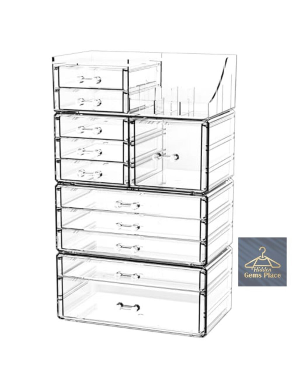 Acrylic Clear Makeup Organizer with 9 Drawers Stackable Vanity Storage